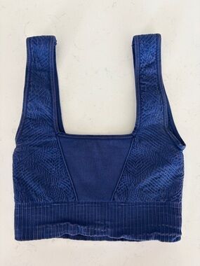 Free People Good Karma Tile Texture Square-Neck Bralette in Navy